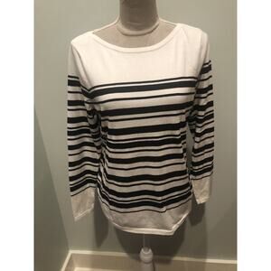 Chico’s Black And White Stripe Knit Long Sleeve Top 1 M